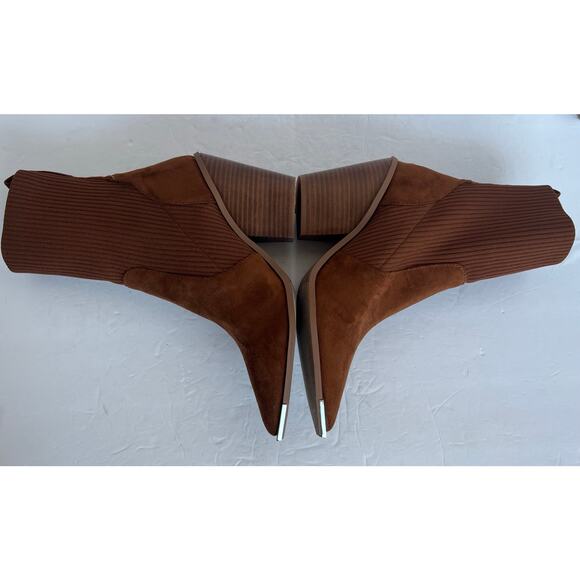 NWOT STEVEN NY Reeve Brown Suede Mid Calf Block Heel Pull On Sock Boots Sz 9.5M - Picture 4 of 10
